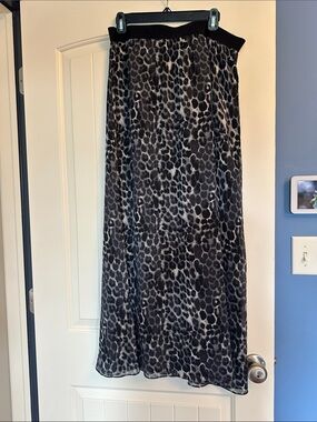 Express Black and Gray Leopard Print Maxi Skirt